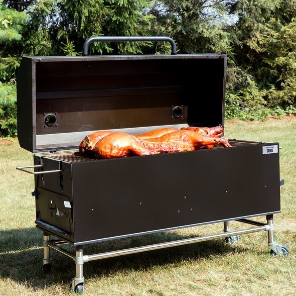 60" Charcoal-Wood Smoker, Black Powder Coated Exterior, Immense Cooking Surface with Casters