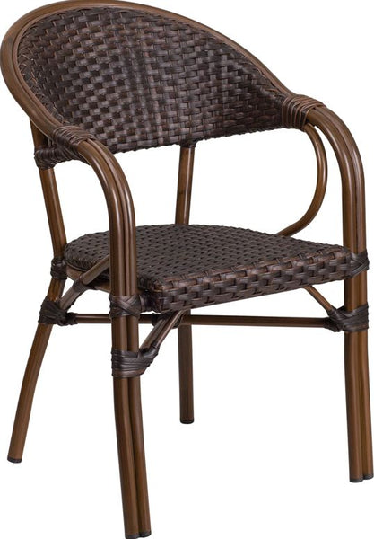 Classic Rattan Design Indoor Outdoor Patio Chair with Bamboo-Aluminum Frame