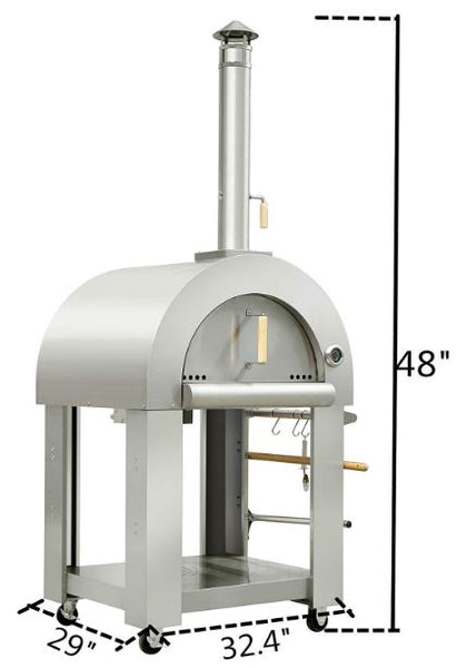 Outdoor Kitchen Stainless Steel Wood-Fired Pizza Firebrick Oven, Quick Heat