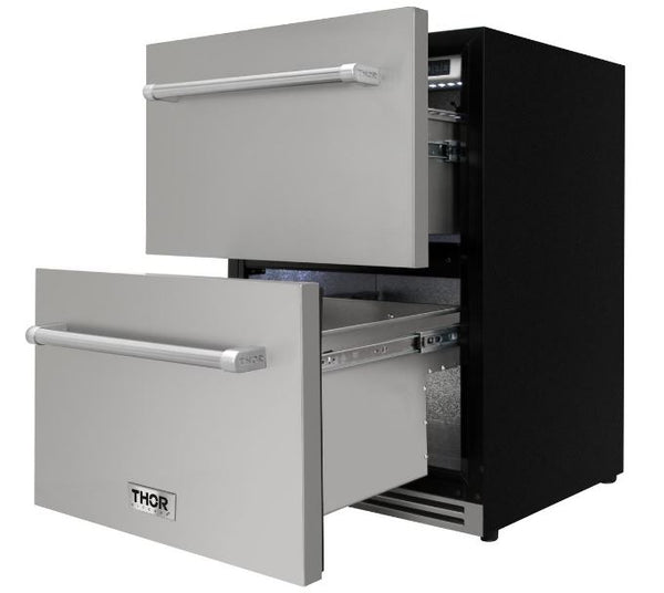 Thor Kitchen 24" Stainless Under-counter Indoor/Outdoor Double Drawer 5.3 cu. ft. Refrigerator