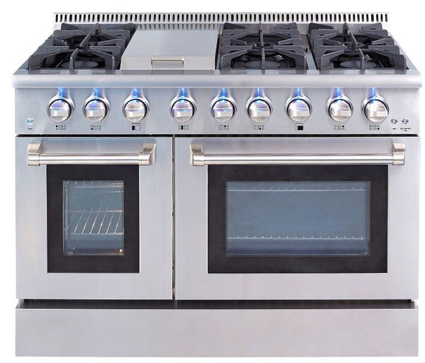 48" THOR KITCHEN Professional Stainless Dual-Fuel Double Oven Convection Range with Griddle