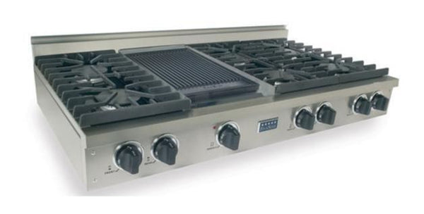 48" FiveStar Rangetop with (6) Sealed Burners, Grill-Griddle, Continuous Grates, in Stainless Steel