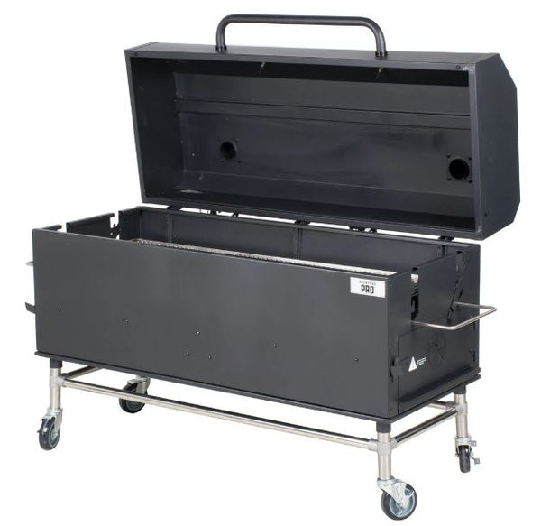 60" Charcoal-Wood Smoker, Black Powder Coated Exterior, Immense Cooking Surface with Casters