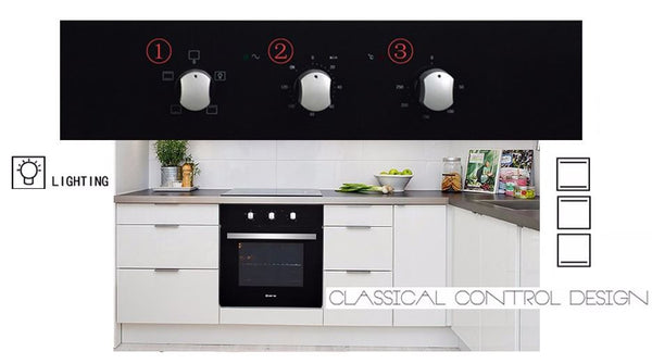 60cm Electric Black Tempered Glass Flush Design Wall Oven, 2400W