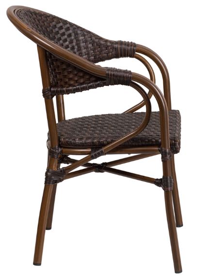 Classic Rattan Design Indoor Outdoor Patio Chair with Bamboo-Aluminum Frame