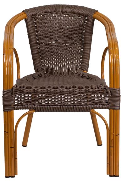 Lightweight Classic Rattan Design Patio Chair with Bamboo Styled-Aluminum Frame