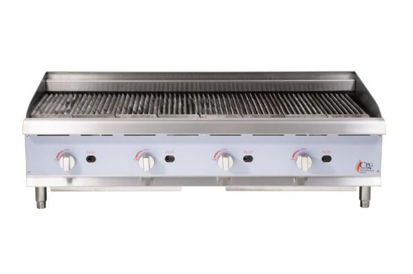 48" Commercial Kitchen Gas Countertop Lava Briquette Charbroiler - 160,000 BTU