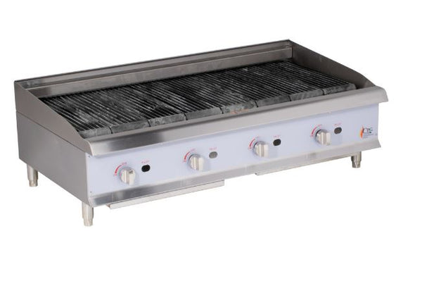 48" Commercial Kitchen Gas Countertop Lava Briquette Charbroiler - 160,000 BTU