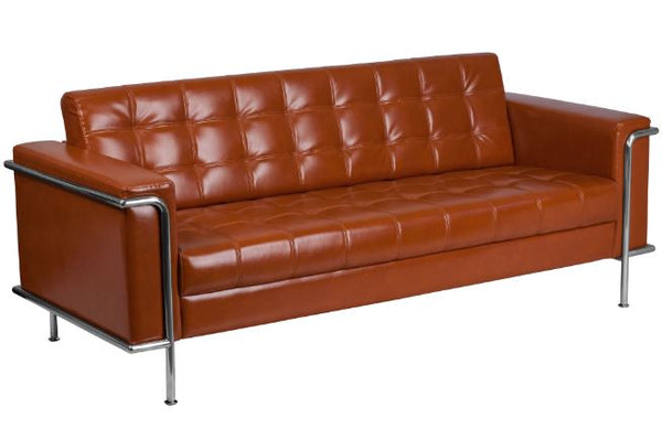 Contemporary Style LeatherSoft Sofa Couch with Stainless Steel Encasing Frame