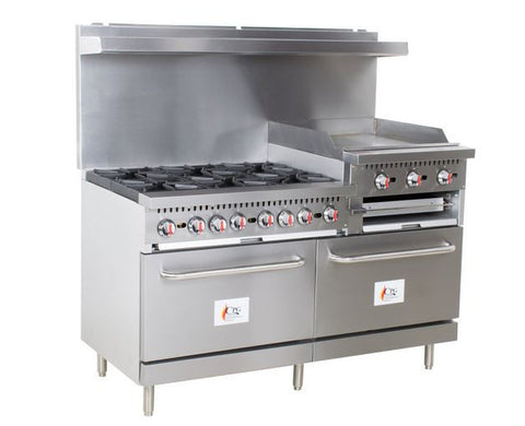 Chef AAA - R60-24MG, Commercial 60 6 Burner with24 Griddle Gas Oven