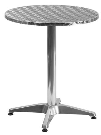 Aluminum Indoor-Outdoor Patio Round Table Set with Beige Rattan Chairs