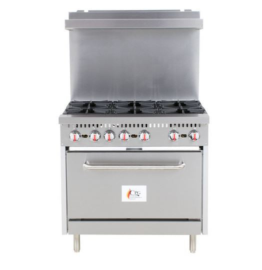 Commercial Kitchen 6 Burner 36" Range with Standard Oven - 210,000 BTU's