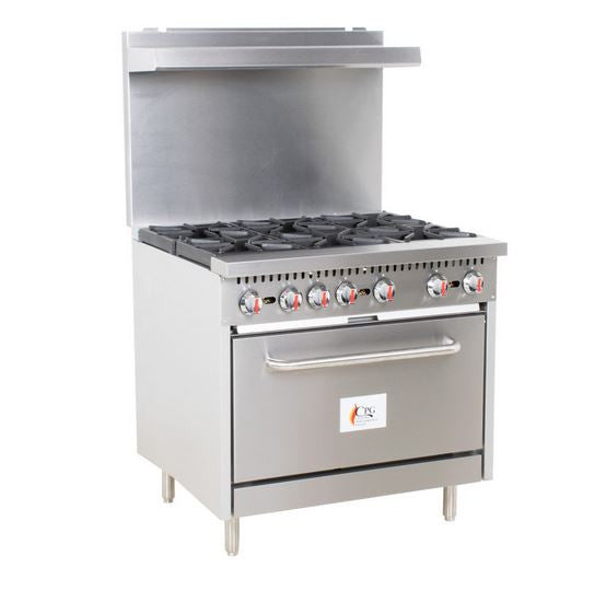 Commercial Kitchen 6 Burner 36" Range with Standard Oven - 210,000 BTU's