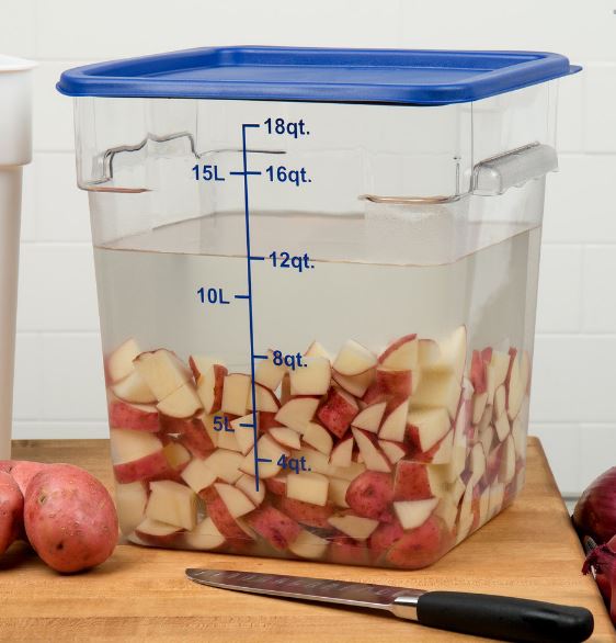 3-Pack Clear Square Commercial-Grade Food Storage Prep Containers with Gradations