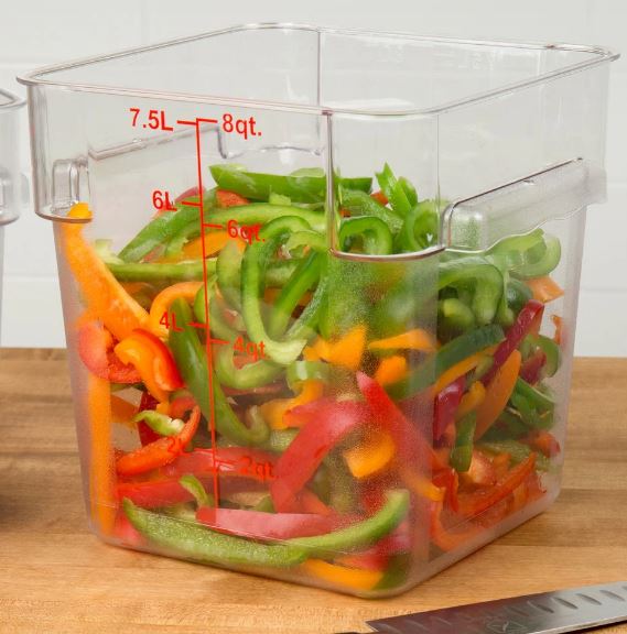 3-Pack Clear Square Commercial-Grade Food Storage Prep Containers with Gradations
