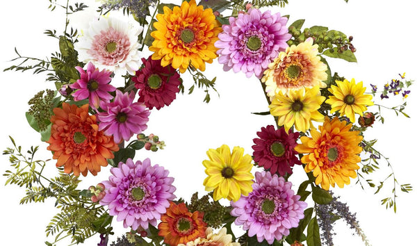 26” African Sunflower Artificial Floral Design Summer Spring Door Decor Wreath