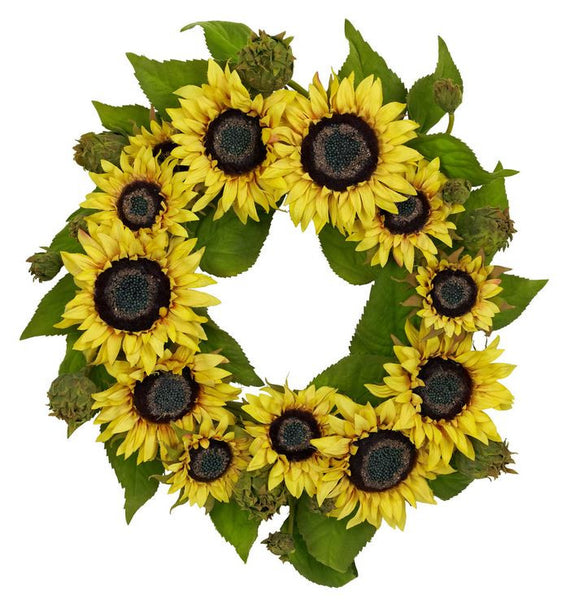 Yellow Sunflower Artificial Floral Home Decor 22 in. Door Accent Wreath