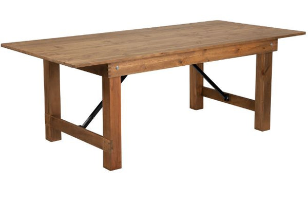 Rectangular Antique Rustic Solid Pine Folding Family Farm Table