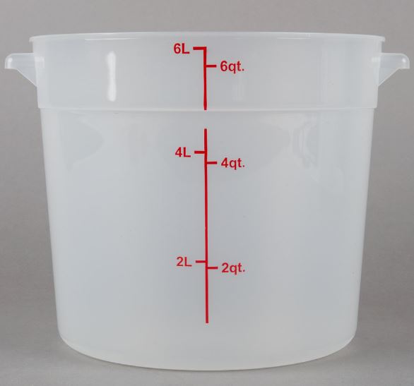 6-Pack Round Translucent Commercial Grade Kitchen Food Storage Prep Containers