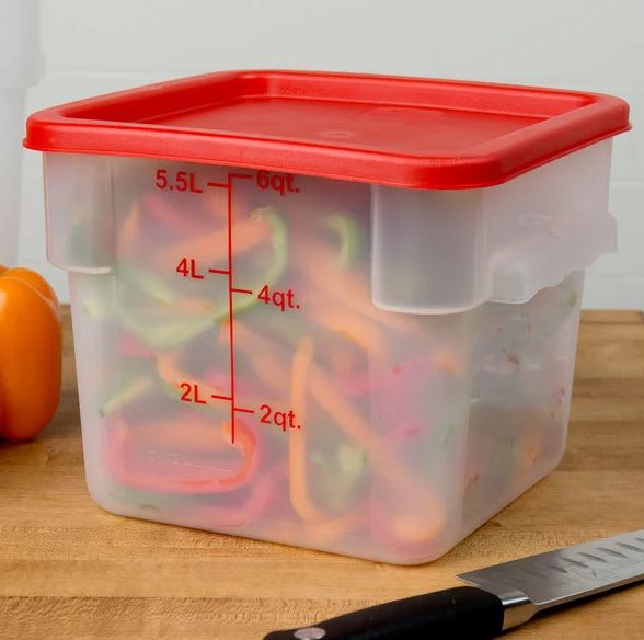 4-Pack Square Commercial Kitchen Food Storage Prep Containers with Gradations